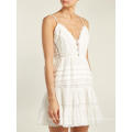 Dentelle blanche en coton Spaghetti Strap Mini robe d&#39;été Fabrication de mode en gros femmes vêtements (TA0293D)